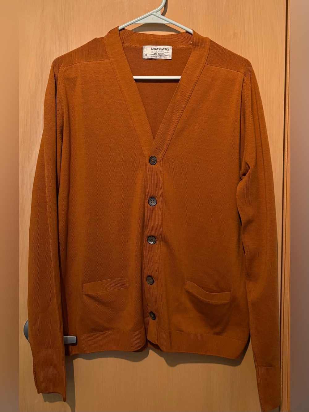 JAEGER VINTAGE 60S GRANDAD INDIE WOOL CARDIGAN 42 EXCELLENT CONDITION